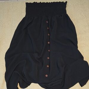 Chic Black Strapless Dress with Button Detail